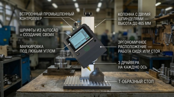 Картинка Стационарный ударно-точечный маркиратор с контроллером МСП-1513М "Штамп" (150x130 мм)