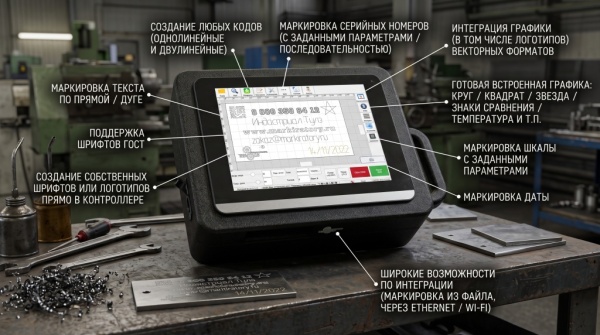 Картинка Стационарный ударно-точечный маркиратор с контроллером МСП-1513М "Штамп" (150x130 мм)